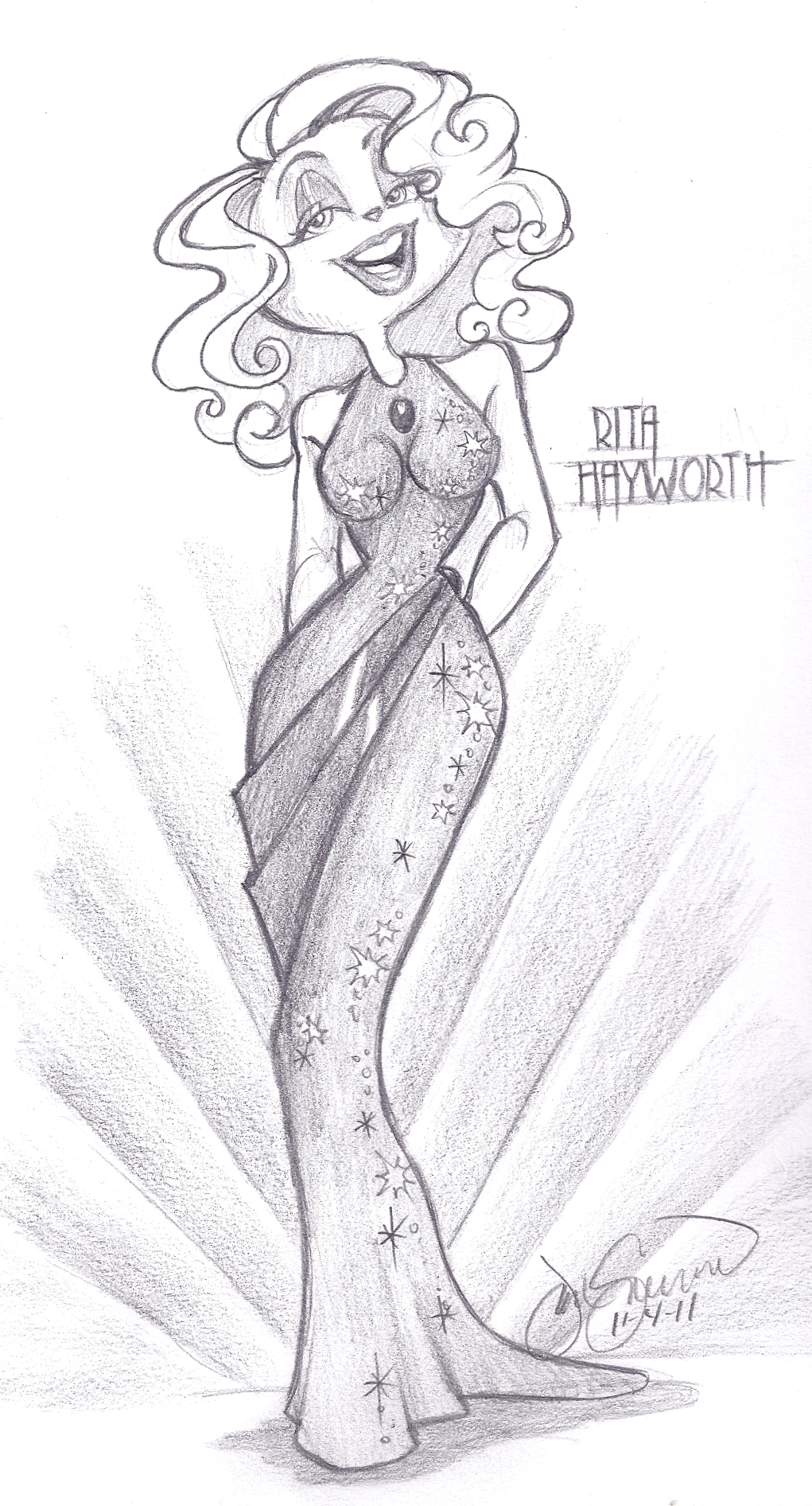 Cartoon Rita Hayworth-“Put the blame on Mame” Sketch of the Day-Part 2
